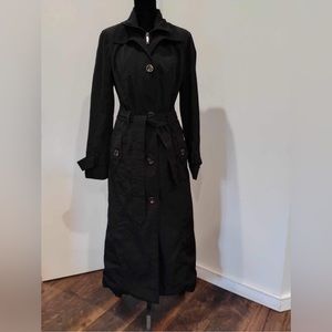 london fog long black trench coat size xxsmall